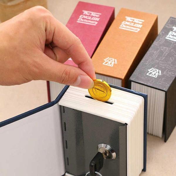 Kitap Şeklinde Mini Boy Kilitli Kasa ve Kumbara - Image 1