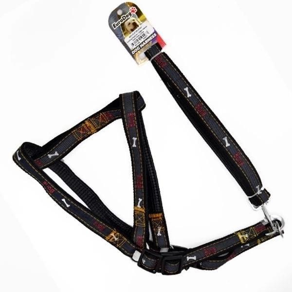 Euro Dog Köpek Uzatma Tasması ve Göğüs Tasması Takımı Siyah 25 Mm 120 Cm - Image 1