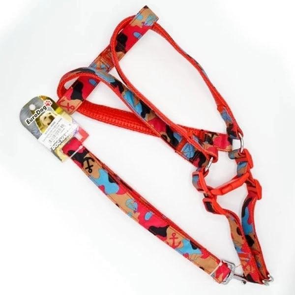 Euro Dog Köpek Uzatma Tasması ve Göğüs Tasması Takımı Pembe Kamuflaj 25 Mm 120 Cm - Image 1