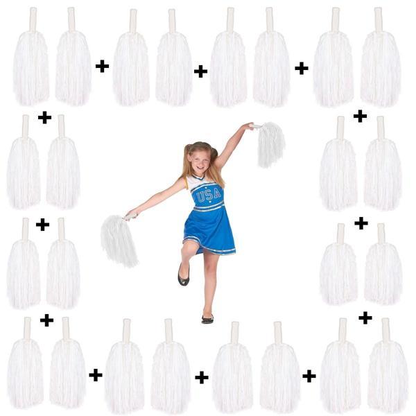 12 Çift ( 24 Adet ) Beyaz Renk 23 Nisan 19 Mayıs 29 Ekim Okul Gösteri Ponponları - Image 1