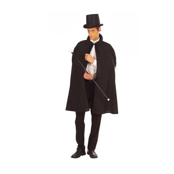 Siyah Sihirbaz Pelerini 120 cm ve Sihirbaz Şapkası 12 cm Yetişkin Boy - Image 1