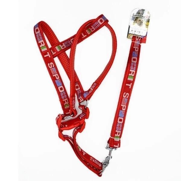 Euro Dog Köpek Uzatma Tasması ve Göğüs Tasması Takımı Kırmızı 22 Mm 120 Cm - Image 1