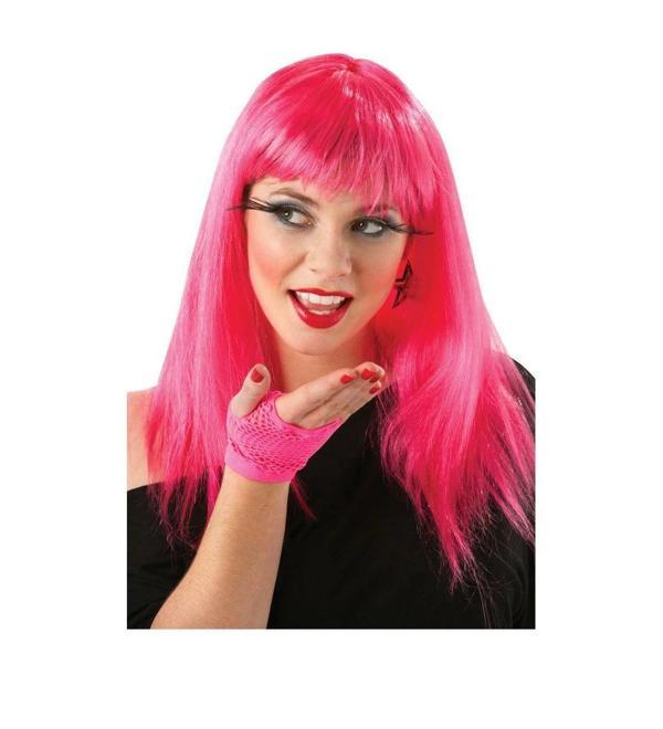 Şeker Pembesi Koyu Pembe Renk Uzun Düz Parti Peruğu - Image 1