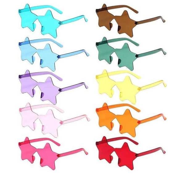 Yıldız Şekilli Çerçevesiz Parti Gözlüğü 6 Renk 6 Adet - Image 1