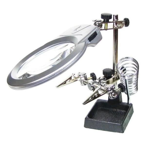 Ayarlanabilir Başlıklı Elektronikçi Yardım Lehim Standı Ile Ledli Büyüteç - Image 1