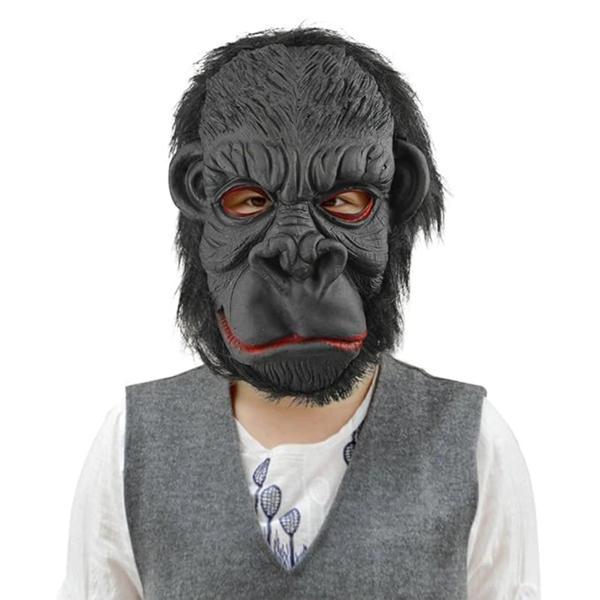 Lateks Goril Maskesi Maymun Maskesi Et Maskesi Orangutan Siyah Saçlı 3 No - Image 1