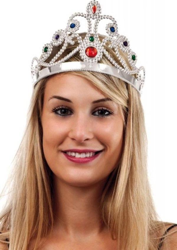 Gümüş Renk Plastik Prenses Tacı Kraliçe Tacı 60 cm - Image 1