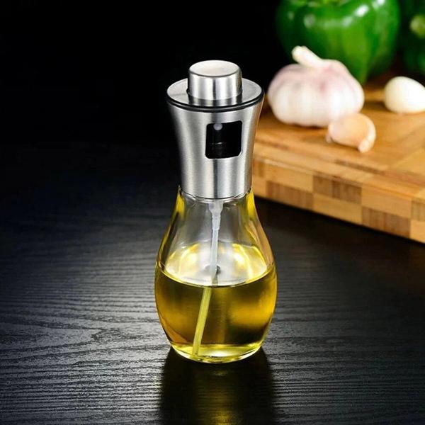 Paslanmaz Çelik Başlıklı Cam Spray Yağdanlık - Image 1