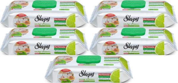 Sleepy Easy Clean Yüzey Temizlik Mutfak Havlusu -Mendili  50 Yaprak Bergomot Yağlı (5Li Set) 250Yprk - Image 1