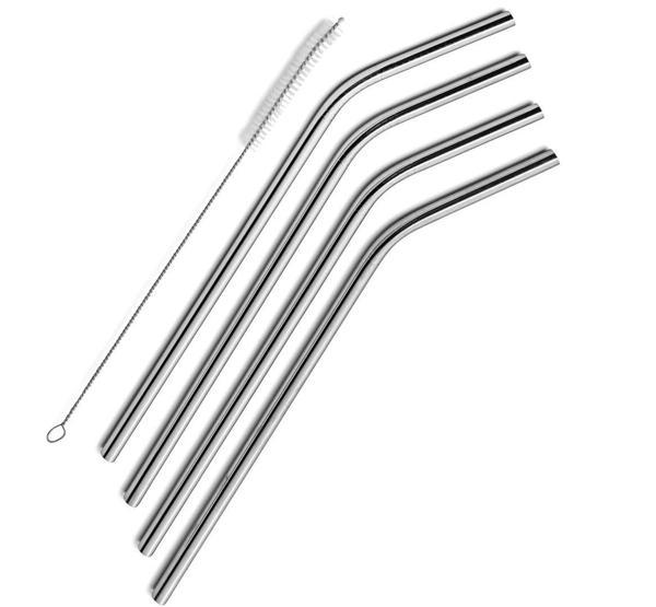Çelik Pipet Paslanmaz Çelik Metal Meşrubat Pipeti Ve Pipet Temizleme Fırçası Seti 5 Parça - Image 1