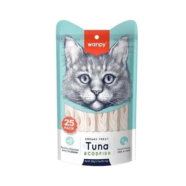 Wanpy Ton ve Morina Balıklı Sıvı Kedi Ödülü 14 Gr 25 Adet - Image 1