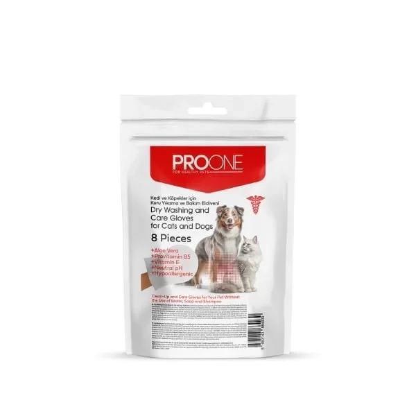 Pro One Kedi ve Köpekler için Kuru Yıkama ve Bakım Eldiveni 8 Adet - Image 1