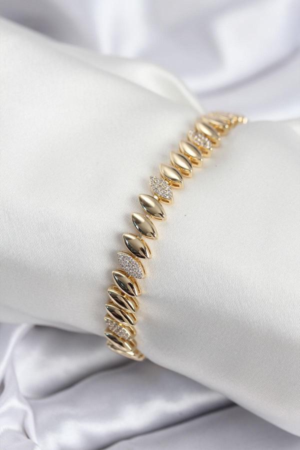 Pirinç VIP Seri Gold Renk Arpa Model Kadın Bileklik 7924 - Image 1