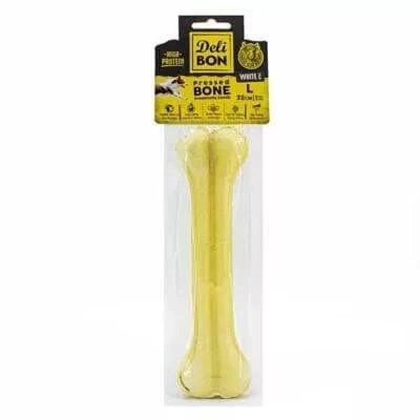 Delibon Deri Press Köpek Kemik Ödülü Medium Beyaz 22 Cm 1 Adet - Image 1