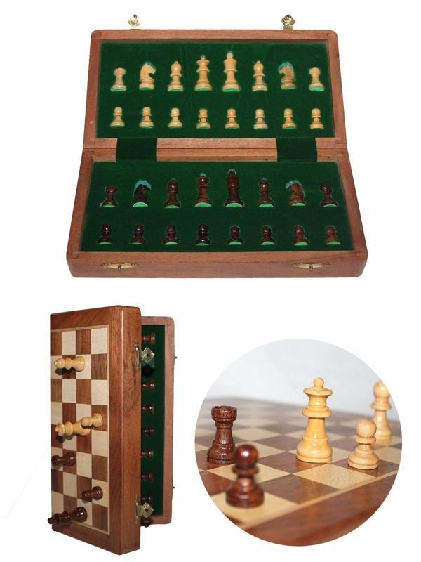 Mıknatıs Taşlı Ahşap Katlanabilir Kutulu Satranç Oyunu 30 Cm G614 - Image 1