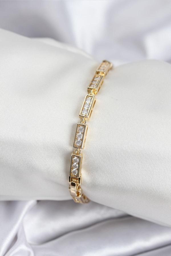 Pirinç VIP Seri Gold Renk Parçalı Model Kadın Bileklik 7930 - Image 1