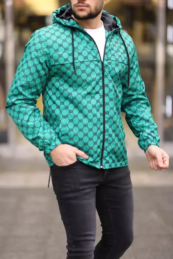 Unisex Kapüşonlu İçi Astarlı Yağmurluk - Zümrüt - Image 1