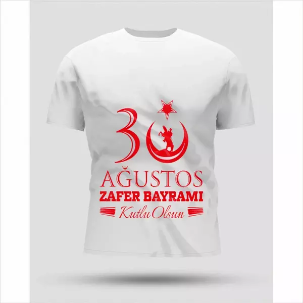 30 Ağustos Oversize Baskılı T-shirt - Beyaz - Image 1