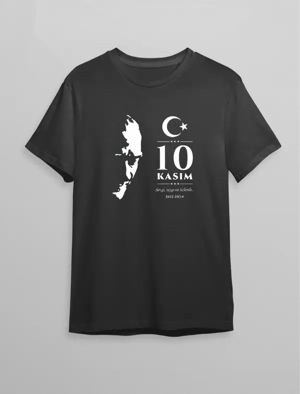 10 Kasım Atatürk Baskılı T-shirt - Siyah - Image 1