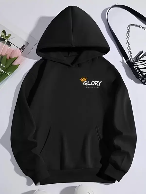Kışlık Üç İplik Kapüşonlu SweatShirt - Siyah - Image 1