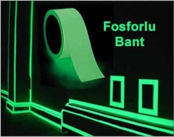Hırdavat Karanlıkta Işık Veren Yansıyan 4 Metre Fosforlu Yeşil Şerit Bant 4 Metre - Image 1