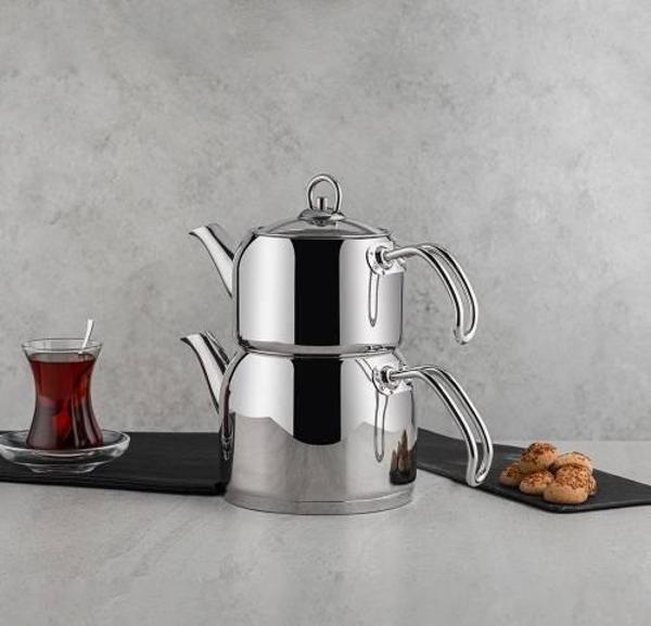 Nehir Modern Mini Çelik Çaydanlık Takımı - 29005 - Image 1