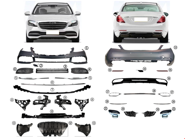 Mercedes W222 Body Kit Standart Tip (Ön-arka Dolu) 2018 Sonrası Uyumlu - Image 1