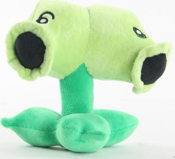 Plants And Zombie Yeşil Çiftbaşlı Top Atan Peluş Oyuncak 18CM  - Image 1
