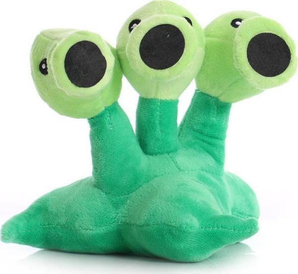 Plants And Zombie Yeşil Üçbaşlı Top Atan Peluş Oyuncak 18CM  - Image 1