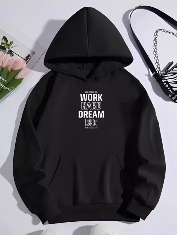 Kışlık Üç İplik Kapüşonlu SweatShirt - Siyah - Image 1