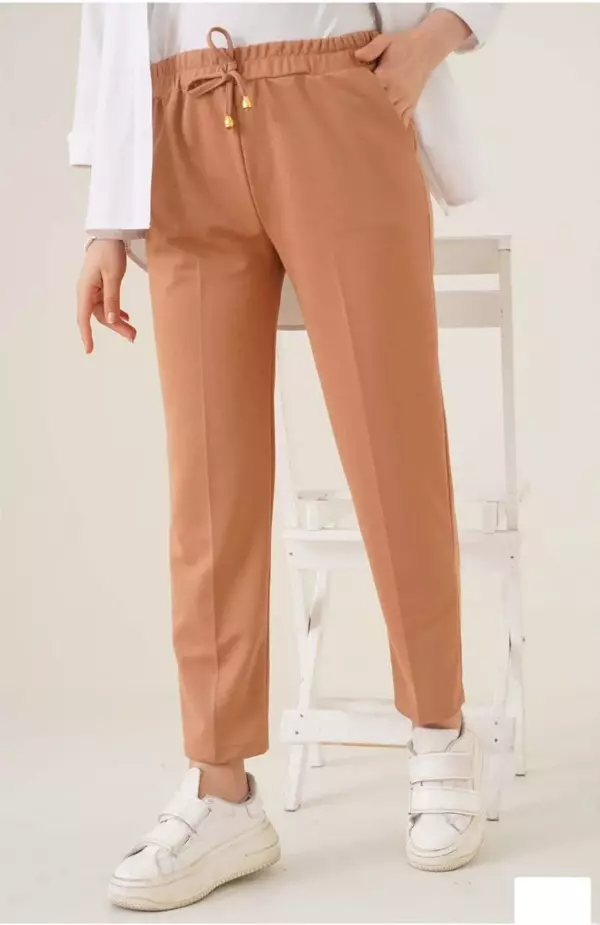 Kadın Tam Kalıp Basic Eşofman Pantolon - Kahverengi - Image 1