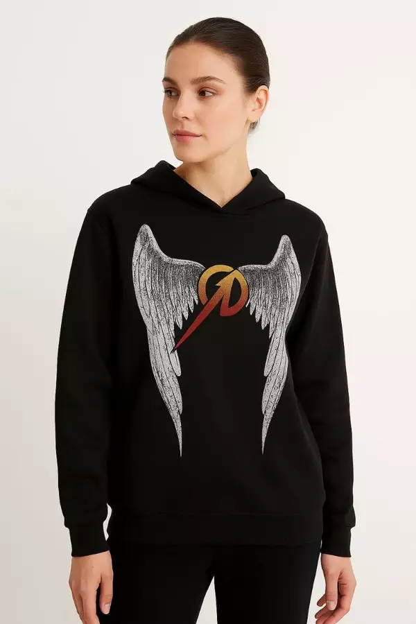 Metallica İki İplik Kapüşonlu Ön ve Arka Baskılı hoodie - Siyah - Image 1