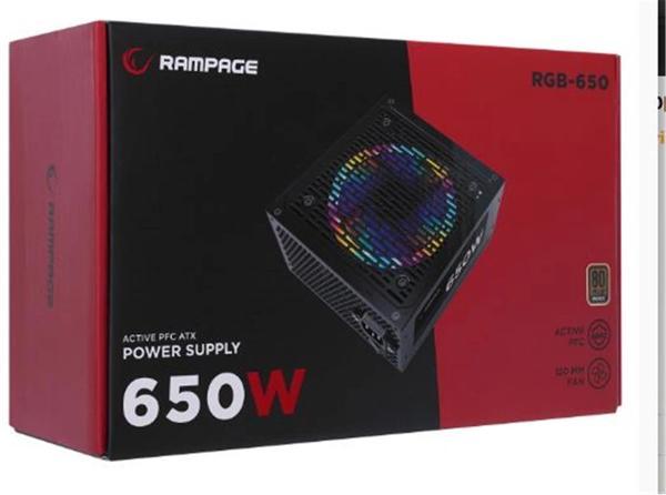 Rampage RGB-650 650W 80 Plus Bronze Aktif PFC 12cm RGB Fanlı Power Supply - Image 1
