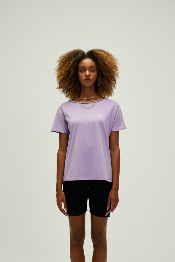 Nidra T-Shirt Lavanta Mor Basic Kadın Tişört - Image 1