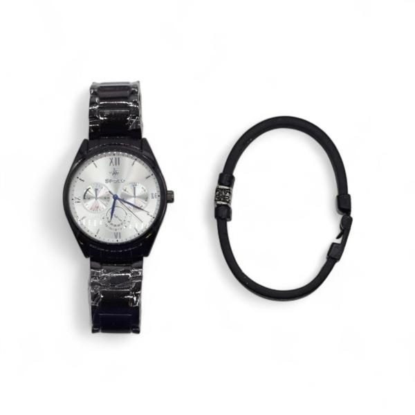S Polo Erkek Saat Bileklik  Kombin Set Kutu Stil-2 Siyah Renk - Image 1