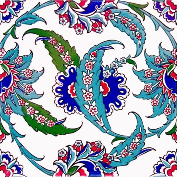 Armada Çini 1 Kütahya Cami Çinisi Hançer Desenli Seramik Çini Karo 20x20 cm - Image 1