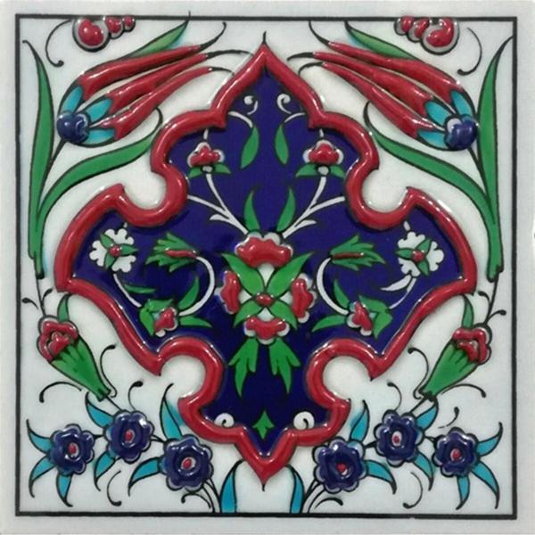 Armada Çini 10x10 cm Ed 102 Madalyon Kütahya El Dekoru Çini Pano - Image 1