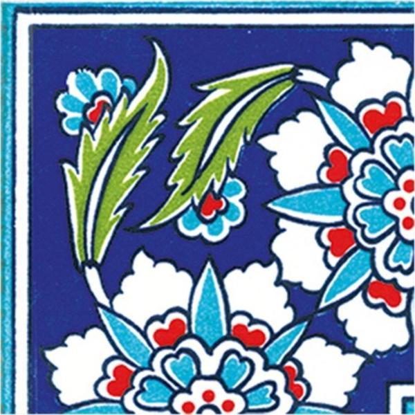 Armada Çini 10x10 Cm Ksk 18 Osmanlı Yaprak Desen Çini Bordür Köşe - Image 1