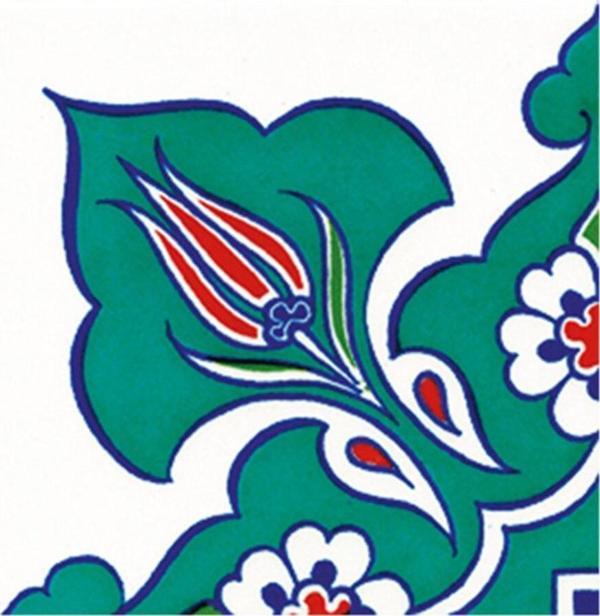 Armada Çini 10x10 Cm Ksk 22 Taç Desenli Iznik Çini Bordür Köşesi - Image 1