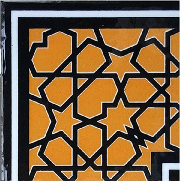 Armada Çini 10x10 cm Ksk 72 Sarı Türkmen Yıldızı Çini Bordür Köşe - Image 1