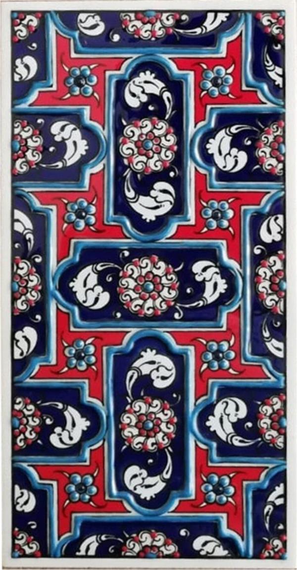 Armada Çini 10x20 cm Ed 219 Kobalt Geometrik El Dekoru Çini Karo - Image 1