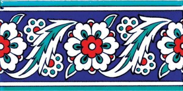 Armada Çini 10x20 Cm Ks 8 Iznik Çiçek Desenli Seramik Çini Bordür - Image 1