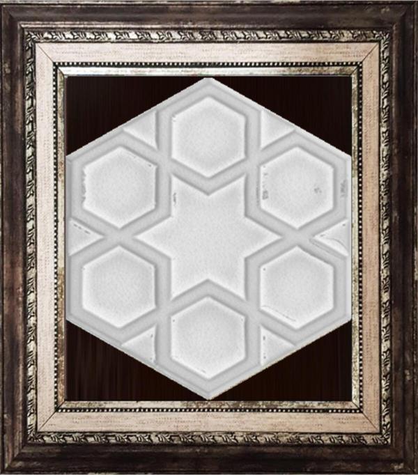 Armada Çini 15x17 Cm Rölyefli Yıldız Beyaz Altıgen Çini Pano - Image 1