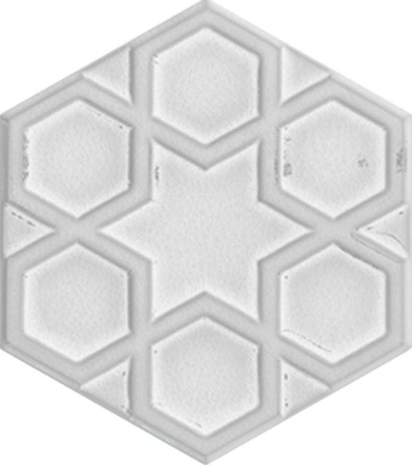Armada Çini 15x17 Cm Rölyefli Yıldız Beyaz Altıgen Seramik - Image 1