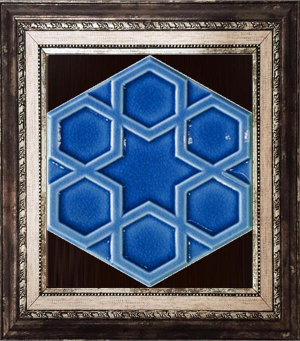 Armada Çini 15x17 Cm Rölyefli Yıldız Kobalt Altıgen Çini Pano - Image 1