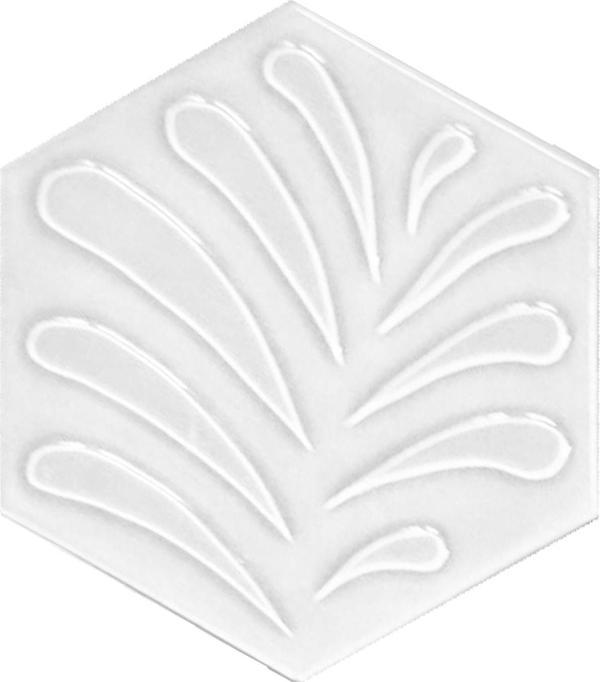 Armada Çini 15x17 Cm Yaprak Beyaz Altıgen Seramik - Image 1