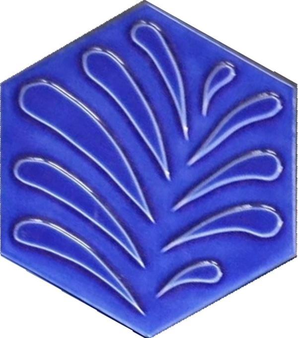 Armada Çini 15x17 Cm Yaprak Kobalt Altıgen Seramik - Image 1