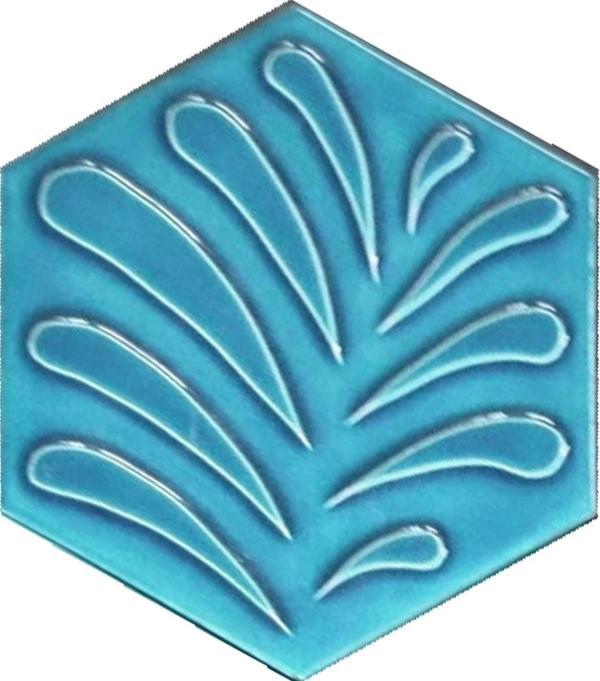 Armada Çini 15x17 Cm Yaprak Turkuaz Altıgen Seramik - Image 1