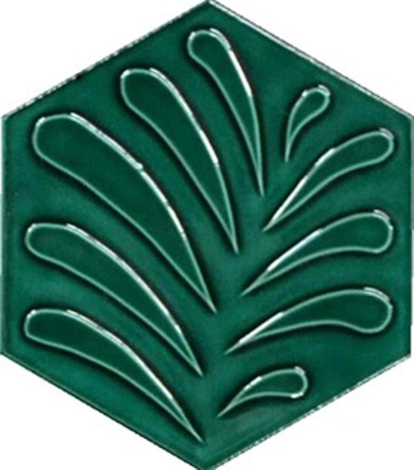 Armada Çini 15x17 Cm Yaprak Yeşil Altıgen Seramik - Image 1