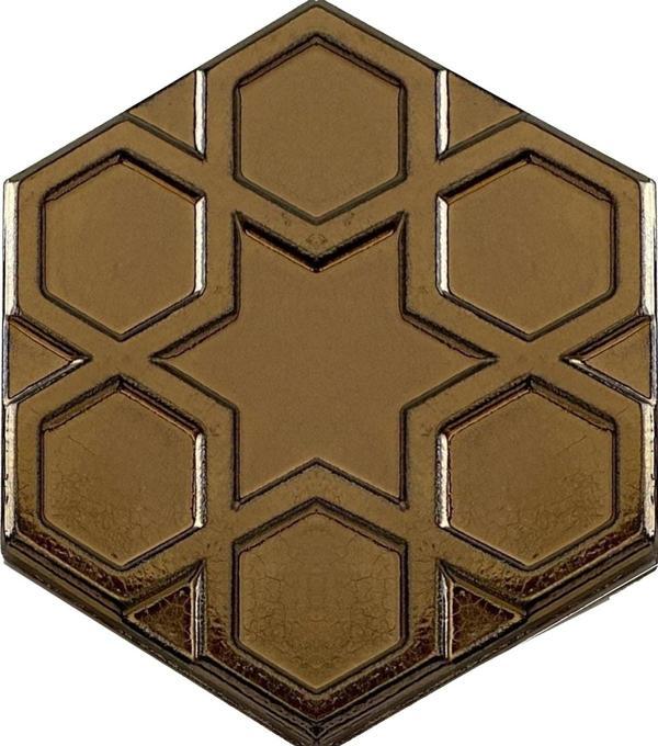 Armada Çini 15x17 Cm Yıldız Bronz Altıgen Seramik - Image 1